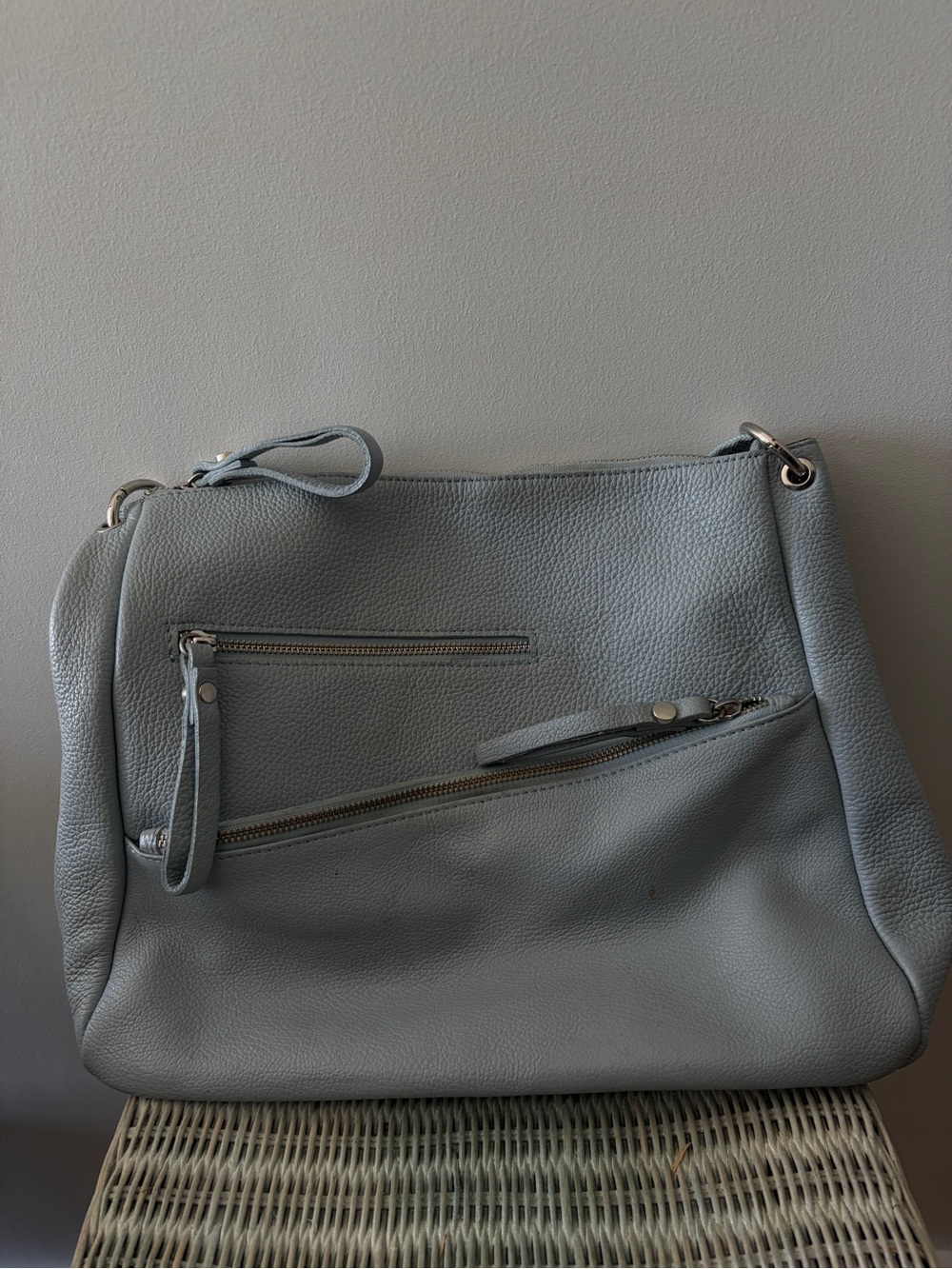 Made in Italy light blue Leather Shoulder Bag